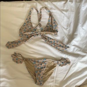 FRANKIES BIKINI SET nude and flower print